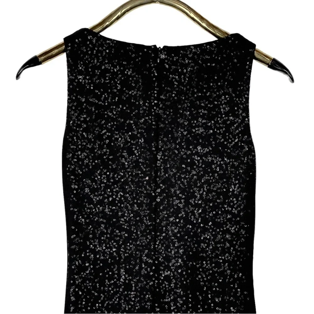 LAUREN RALPH LAUREN EVENING CASCADE SEQUIN COLUMN FAUX WRAP SHEATH GOWN DRESS